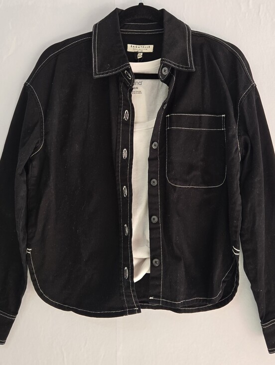 Bagatelle Collection Tops - BAGATELLE Women Black Button-up Shirt/Jacket, White Stitching NWT